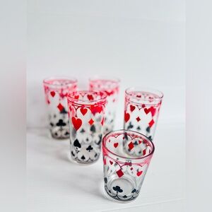 Vintage Playing Card Glasses Set of 5